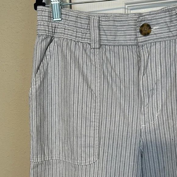 Duluth Trading Co. Blue and White Striped Cropped Pants size 8 EUC - Picture 3 of 6